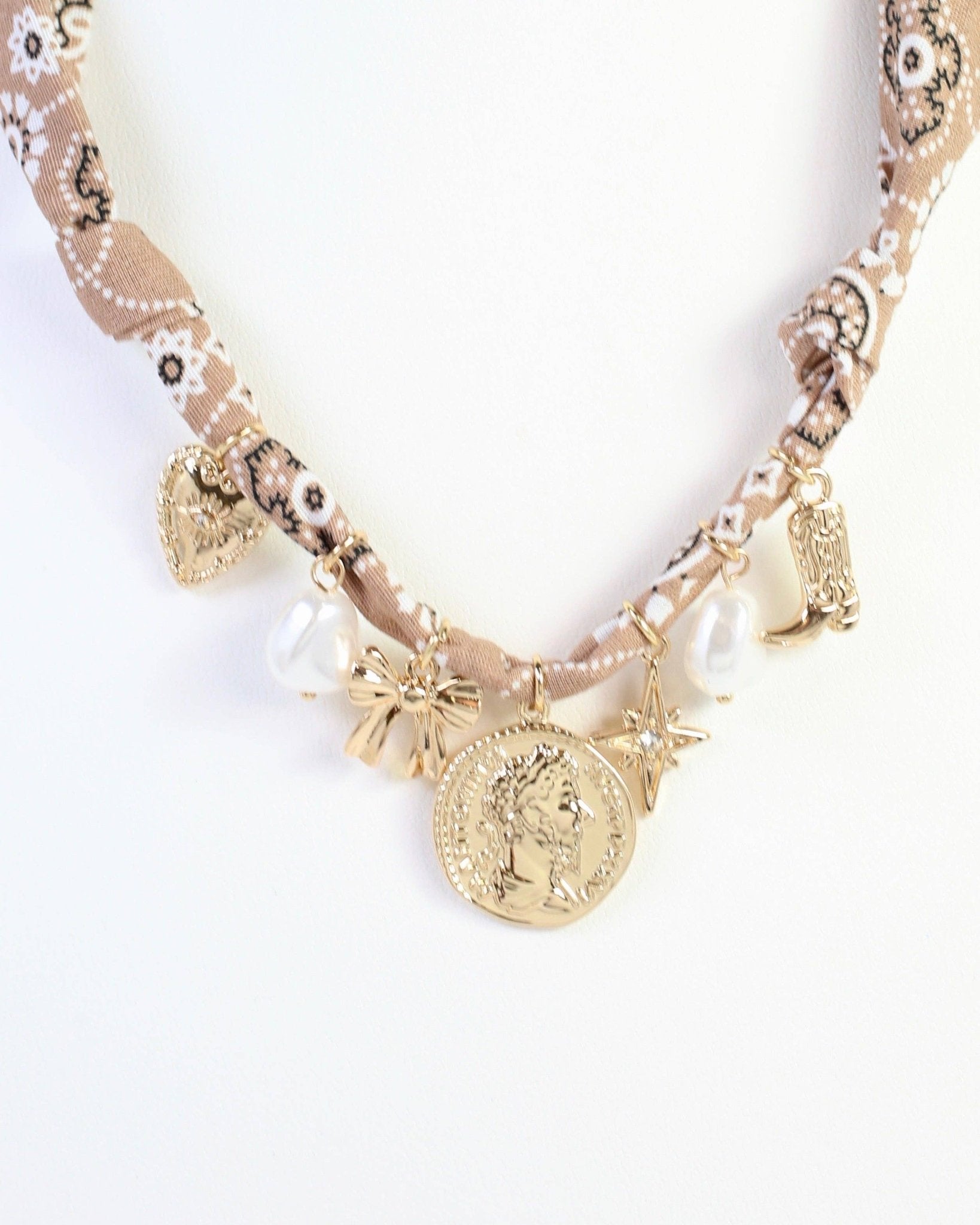 Amy Scarf Charm Necklace - Khaki - KJ Clothier