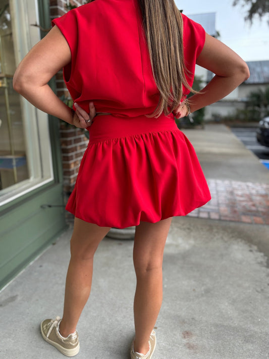 Balloon Skort - Red - KJ Clothier
