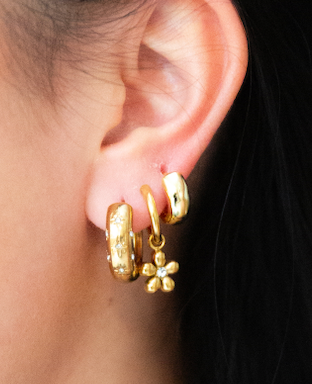 Gold Plated Waterproof Huggies Earrings - 14mm Hoops