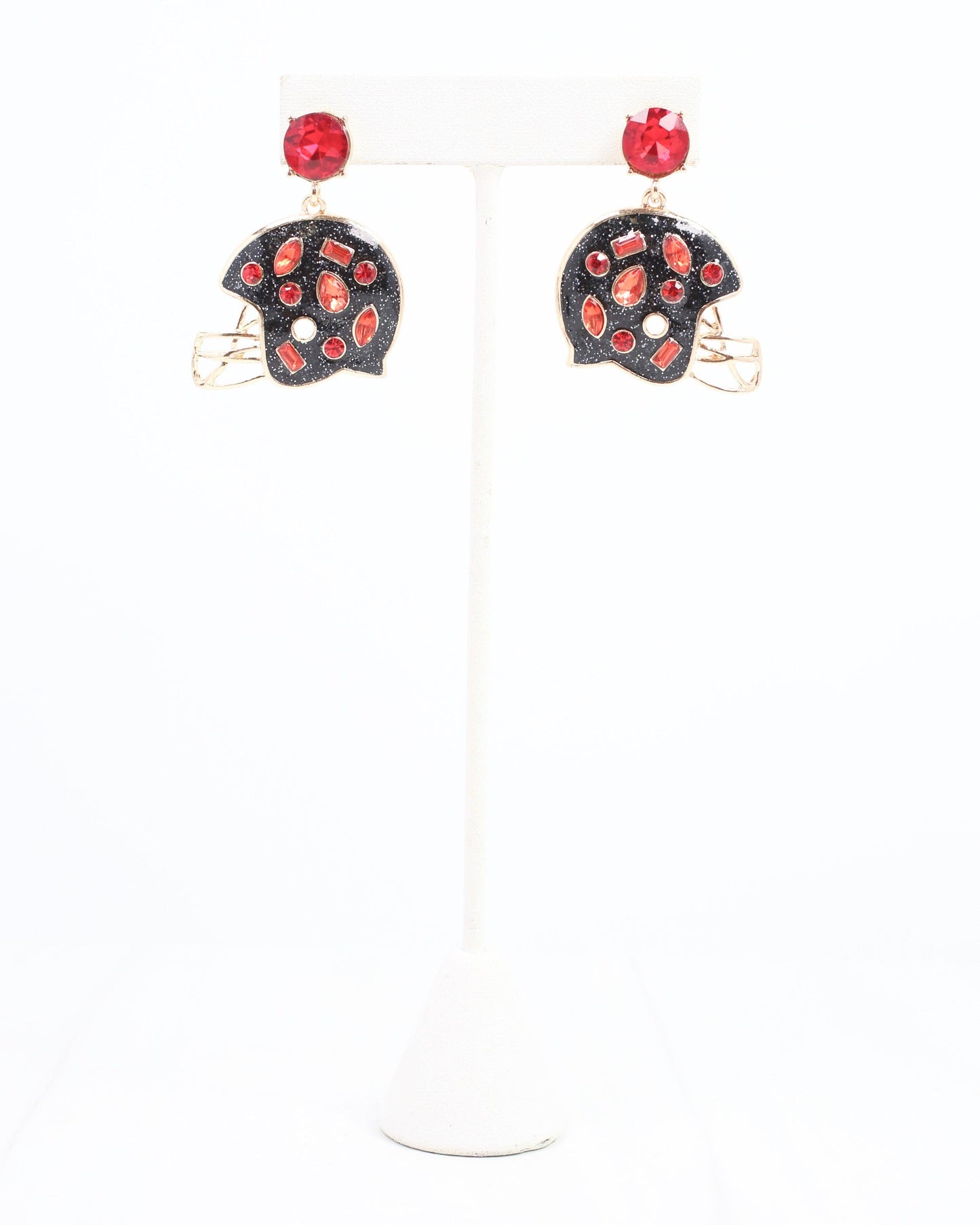 Halsey Helmet Earring Black Red: Default