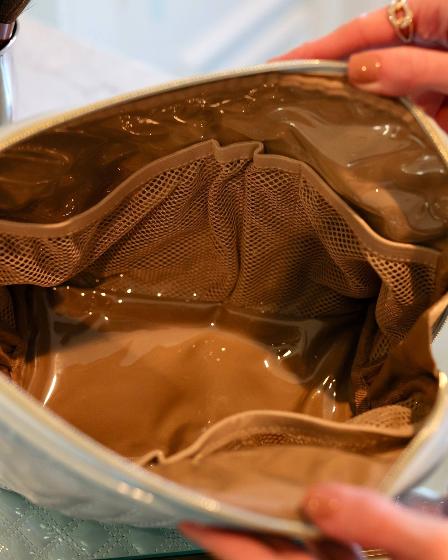 Capri Large Pouch - Light Blue Patent - KJ Clothier