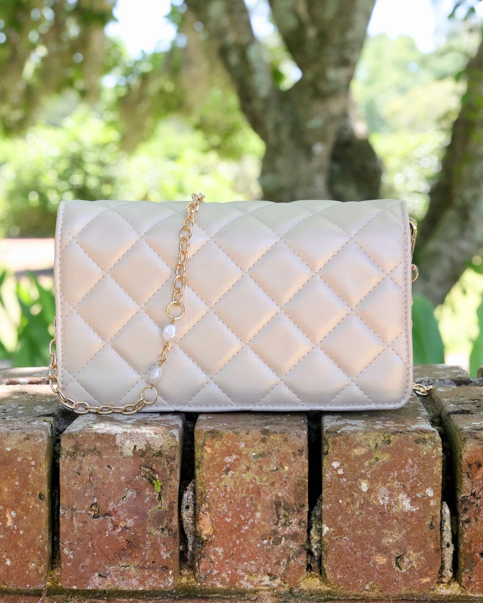 Caroline Hill - Brynleigh Clutch Crossbody - Pearl Quilted - KJ Clothier