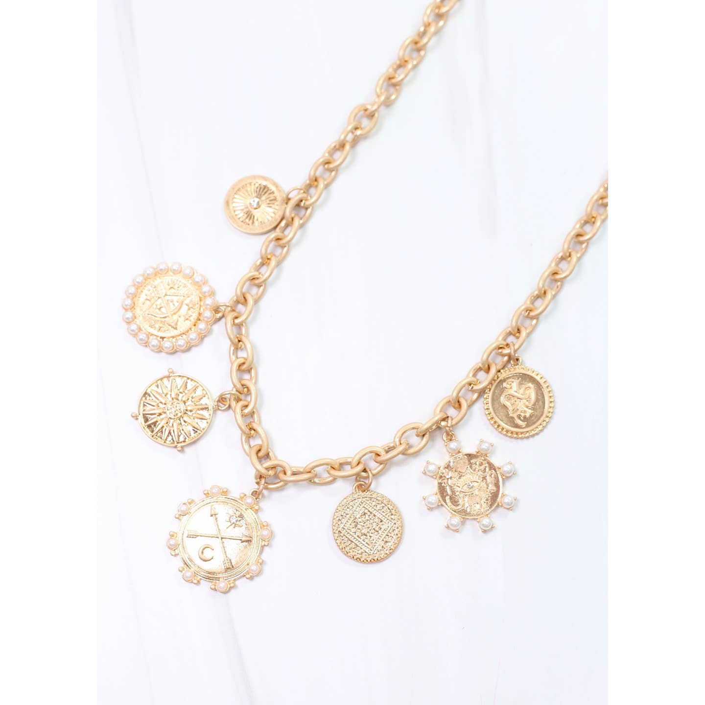 Caroline Hill - Mcwilliams Charm Necklace Worn Gold - KJ Clothier