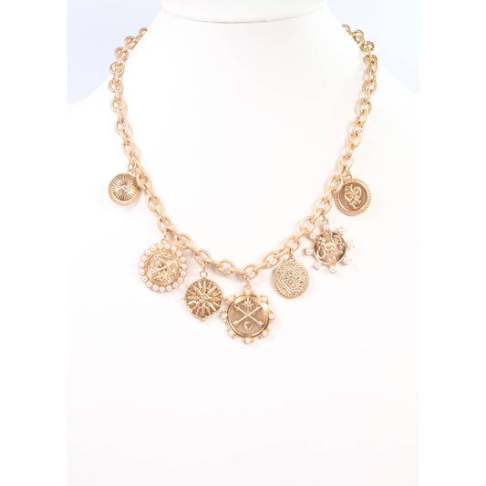 Caroline Hill - Mcwilliams Charm Necklace Worn Gold - KJ Clothier