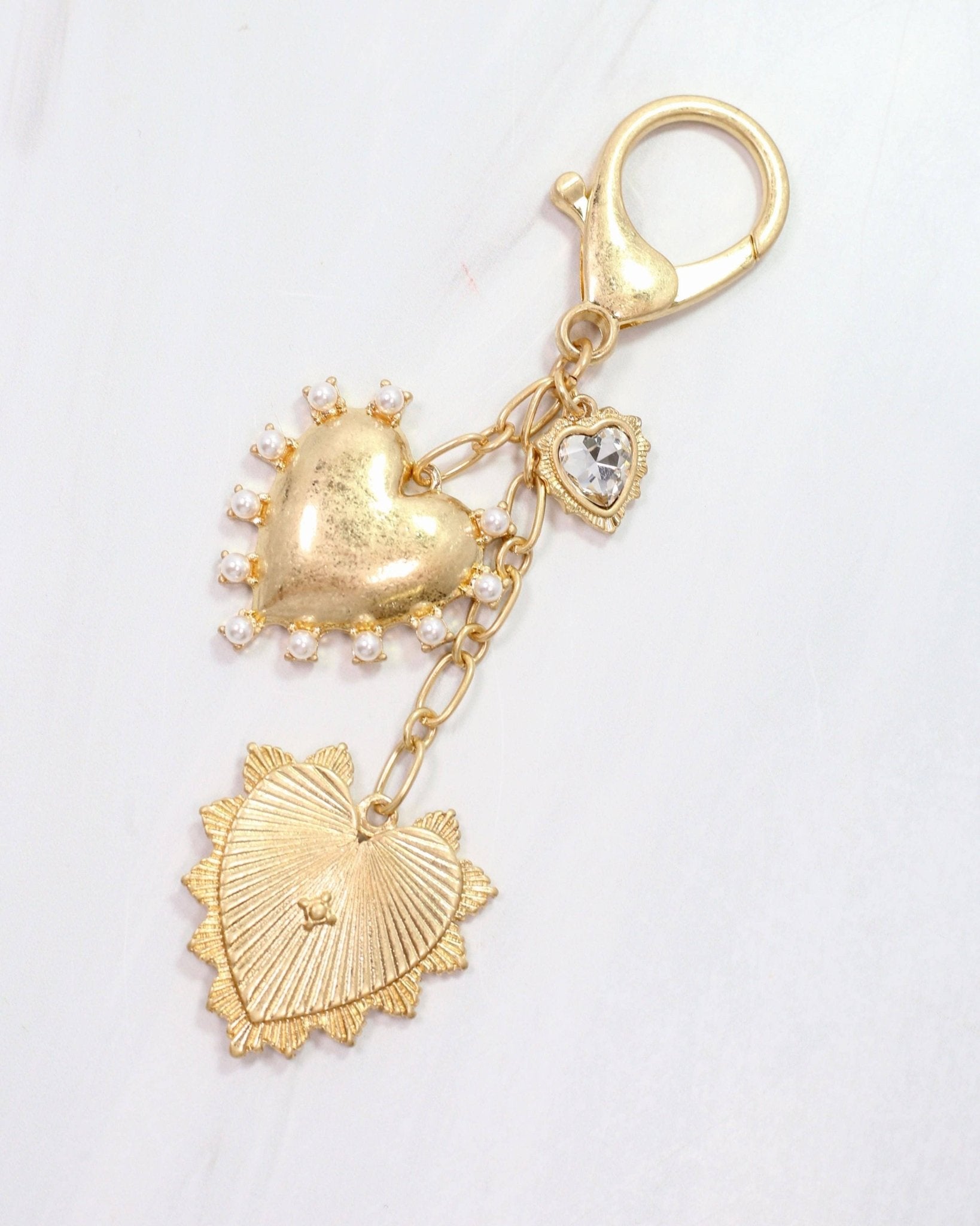 Caroline Hill - You Have My Heart Bag Charm Worn Gold - KJ Clothier