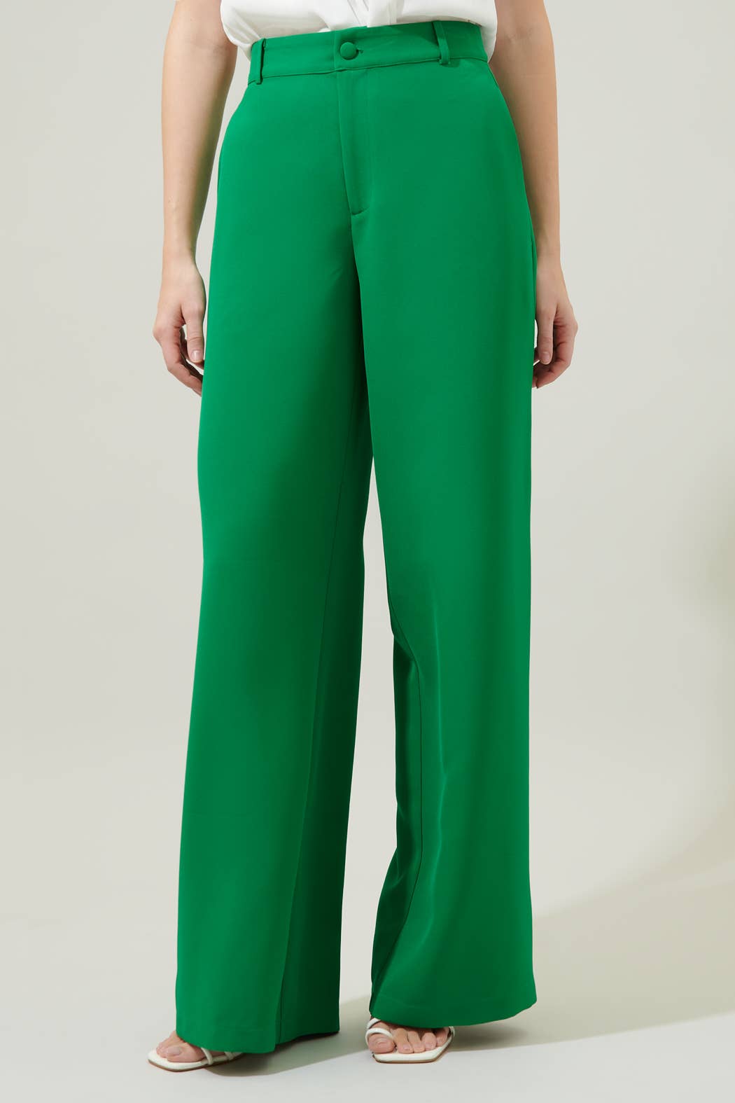 Chelsea Belted Wide Leg Trousers - Kelly - Green - KJ Clothier