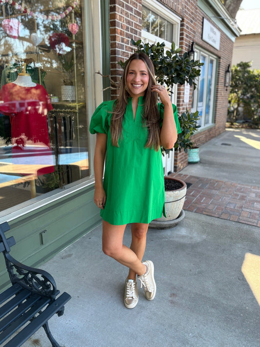 Chelsey Dress - Kelly Green - KJ Clothier
