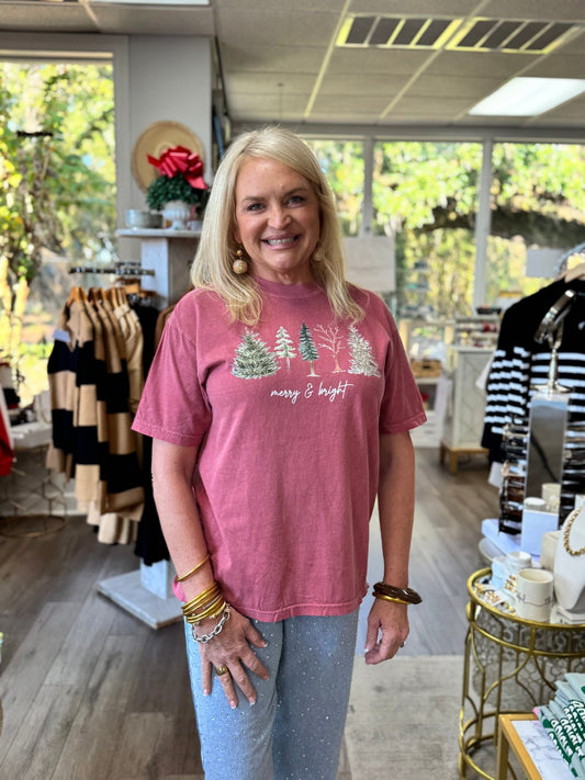 Classic Christmas Tree Tee - Crimson - KJ Clothier