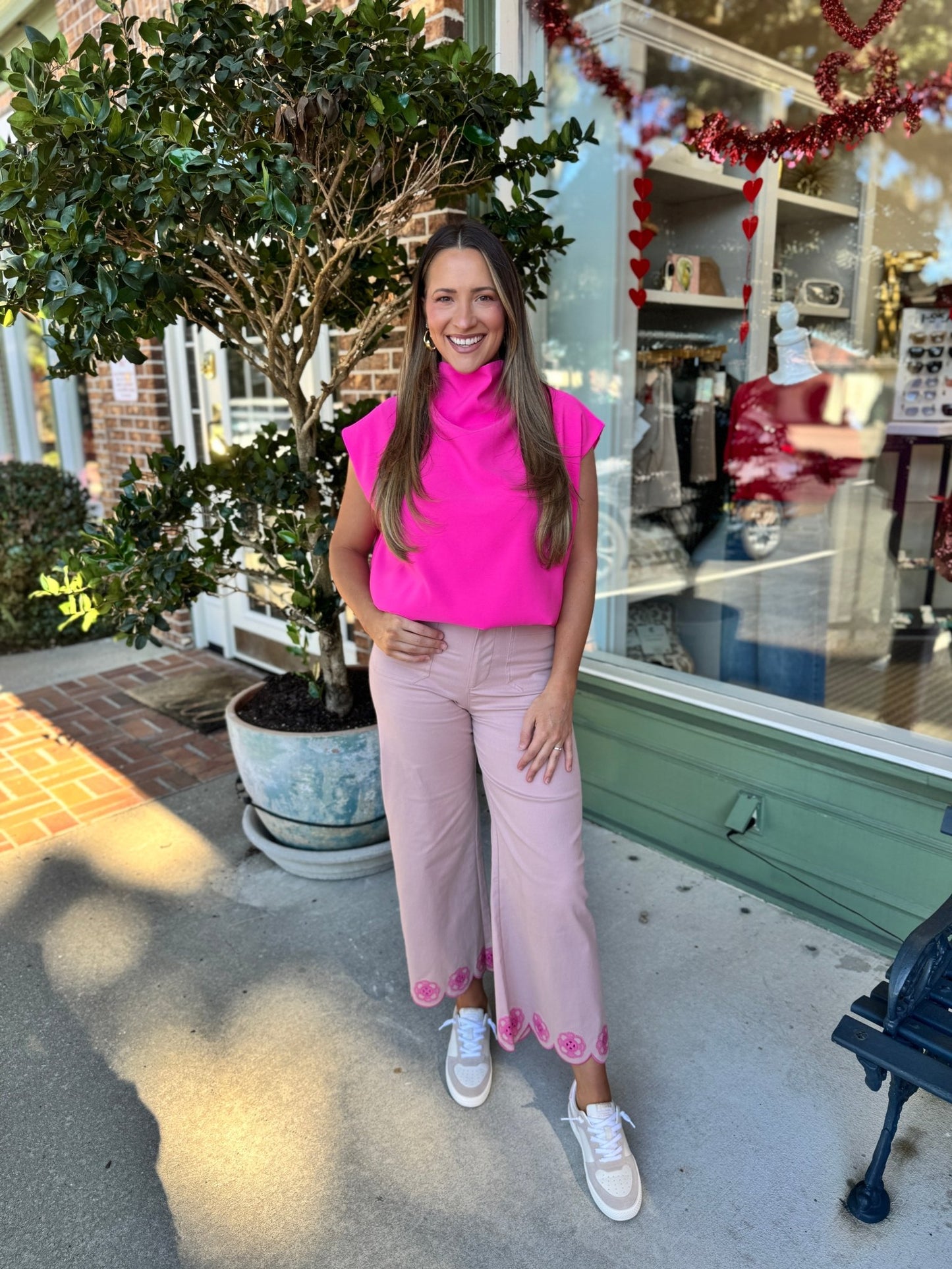 Colette Scallop - Hem Wide - Leg Pants - Baby Pink - KJ Clothier