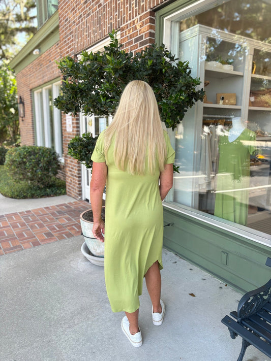 Craze for Comfort Dress - Chartreuse - KJ Clothier
