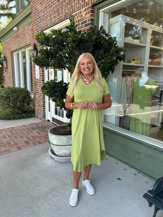 Craze for Comfort Dress - Chartreuse - KJ Clothier