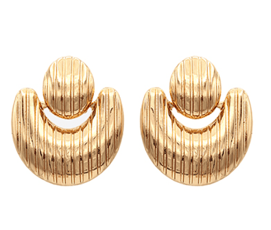 Door Knocker Ribbed Earrings - Gold - KJ Clothier