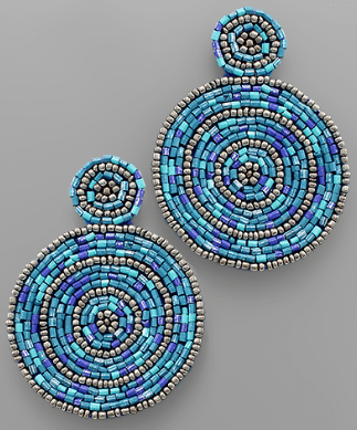 Double Disc Multi Blue Earrings - KJ Clothier