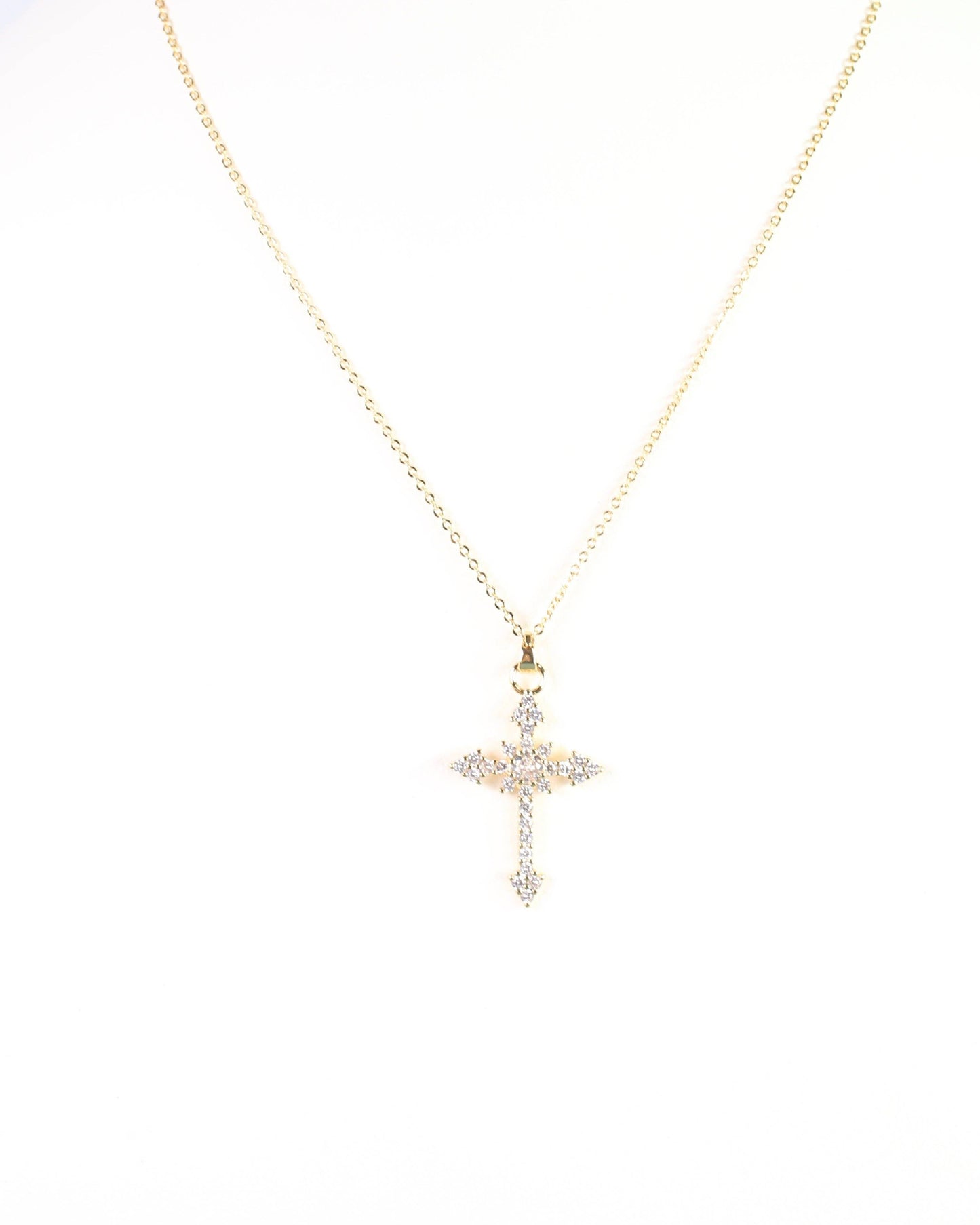 Serenity CZ Cross Necklace - Gold