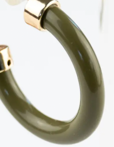 Lightweight Hypoallergenic Small Hoop Earrings - Olive