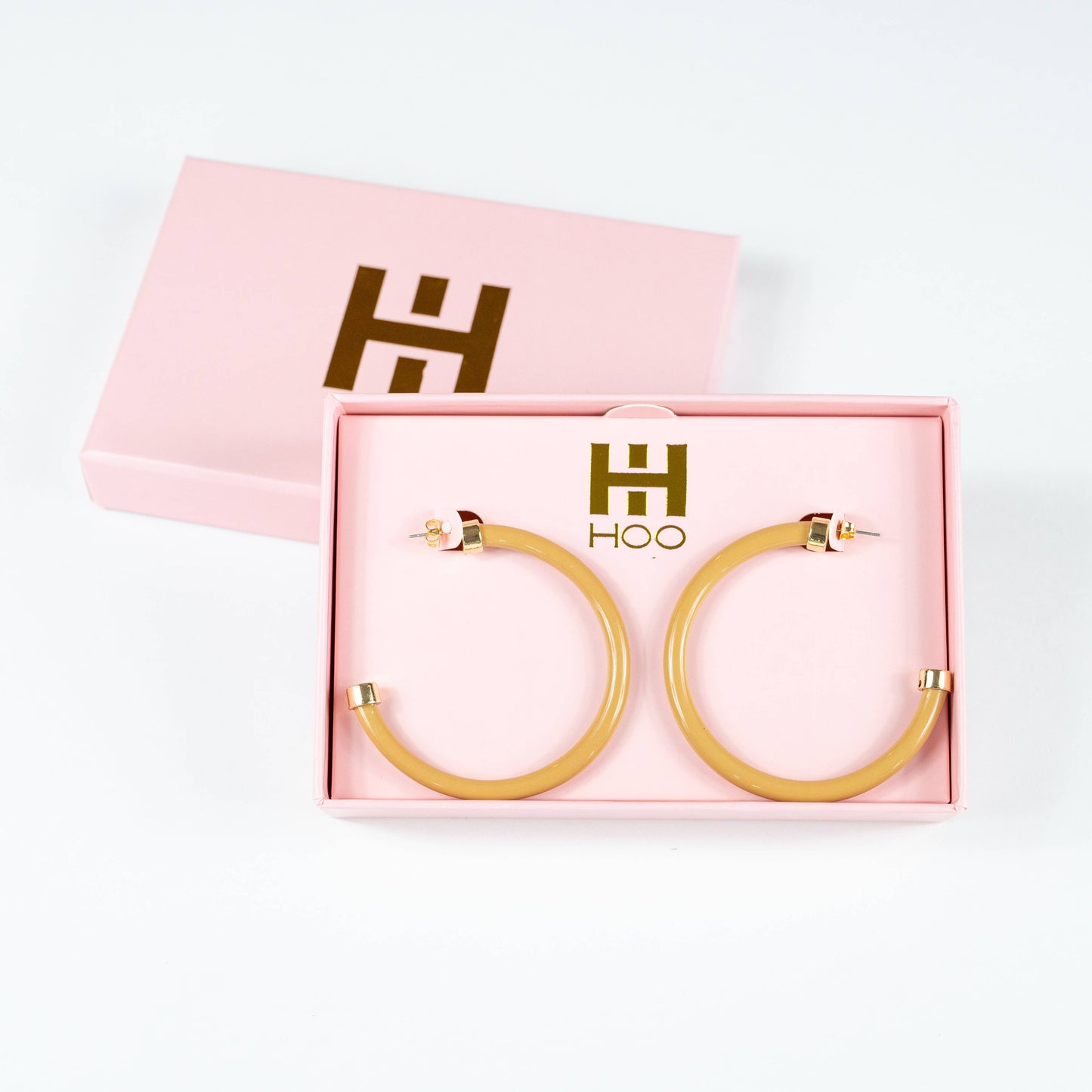 Lightweight Large Hoop Earrings - Camel