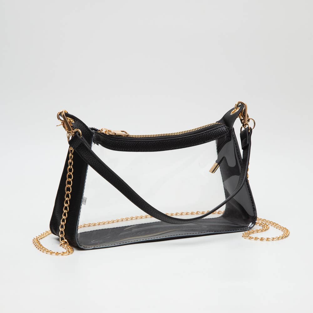 Game Day Stadium Clear Satchel Bag : Black