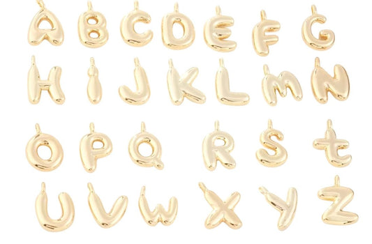 Gemelli - Gold Clip On Bubble Letters Scarf Initials - Set of Alphabet - KJ Clothier