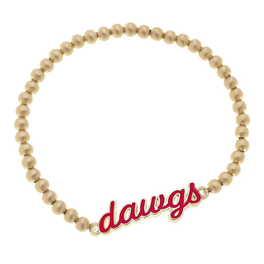Georgia Bulldogs Enamel Script Stretch Bracelet in Red - KJ Clothier