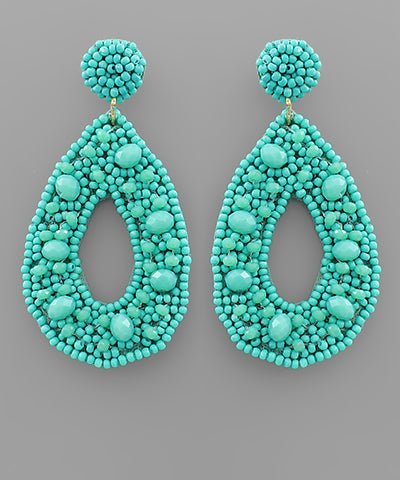 Glass & Seed Bead Teardrop Earrings - KJ Clothier