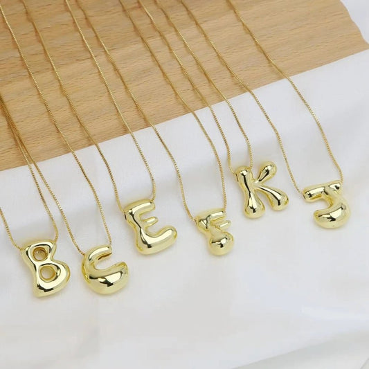 Groovy Large Bubble Pendant Initial Necklace - KJ Clothier