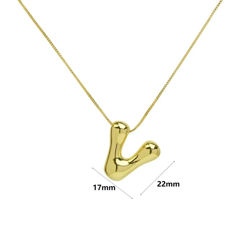 Groovy Large Bubble Pendant Initial Necklace - KJ Clothier
