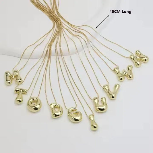 Groovy Large Bubble Pendant Initial Necklace - KJ Clothier