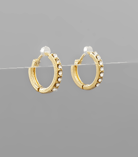 Half CZ Huggie Hoops - Gold - KJ Clothier