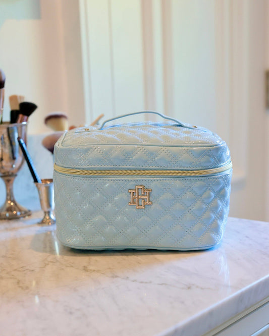 Hampton Train Case - Light Blue Patent - KJ Clothier