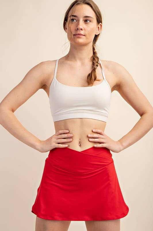 High Waist Butter Soft Skort - True Red - KJ Clothier