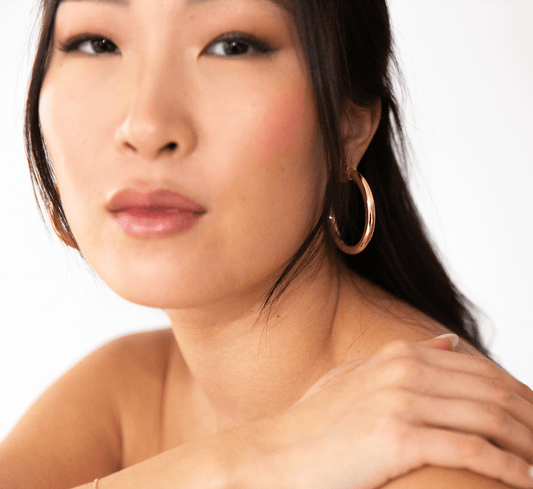 Hypoallergenic Medium Acrylic Hoop Earrings - Gold - KJ Clothier