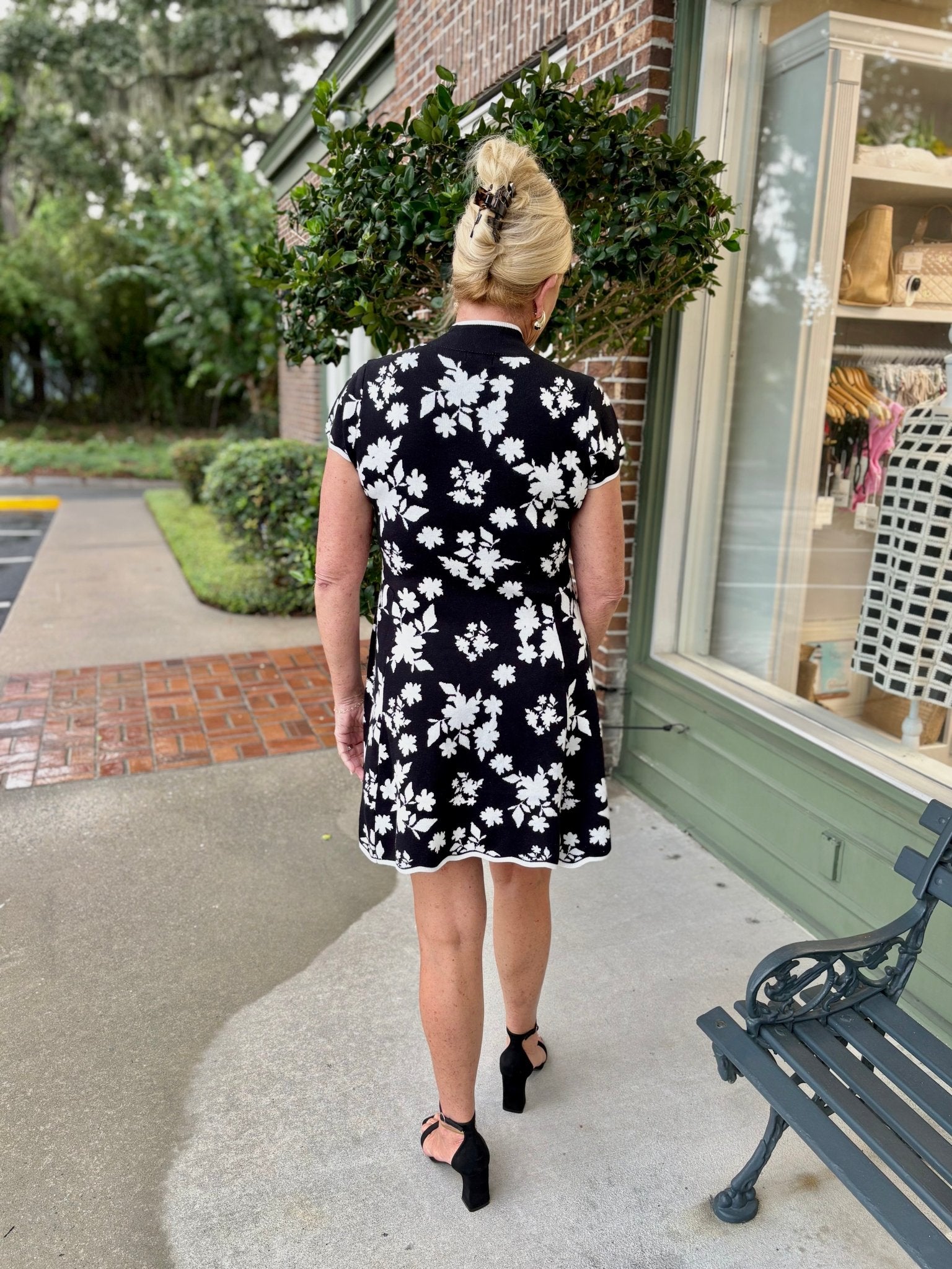 Jacquard Mock Neck Sweater Dress - KJ Clothier