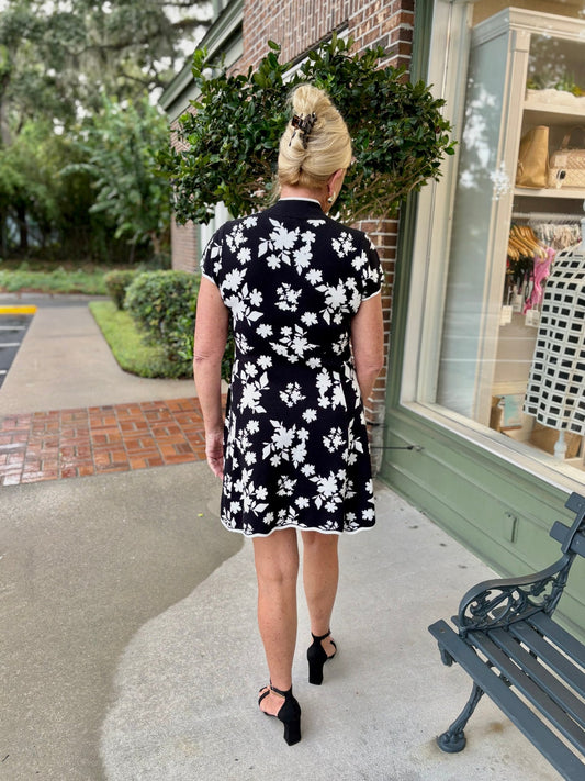 Jacquard Mock Neck Sweater Dress - KJ Clothier