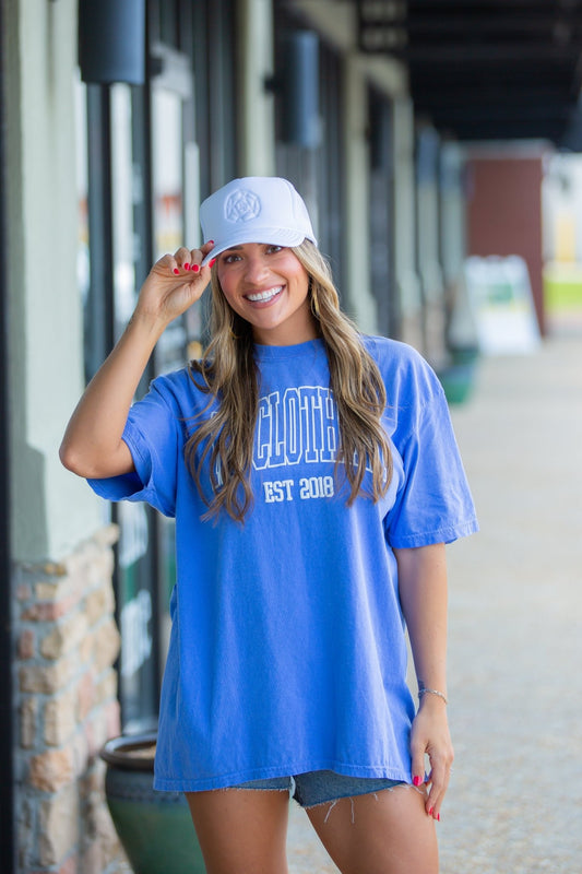 KJ EMBROIDERED LOGO TRUCKER - White - KJ Clothier