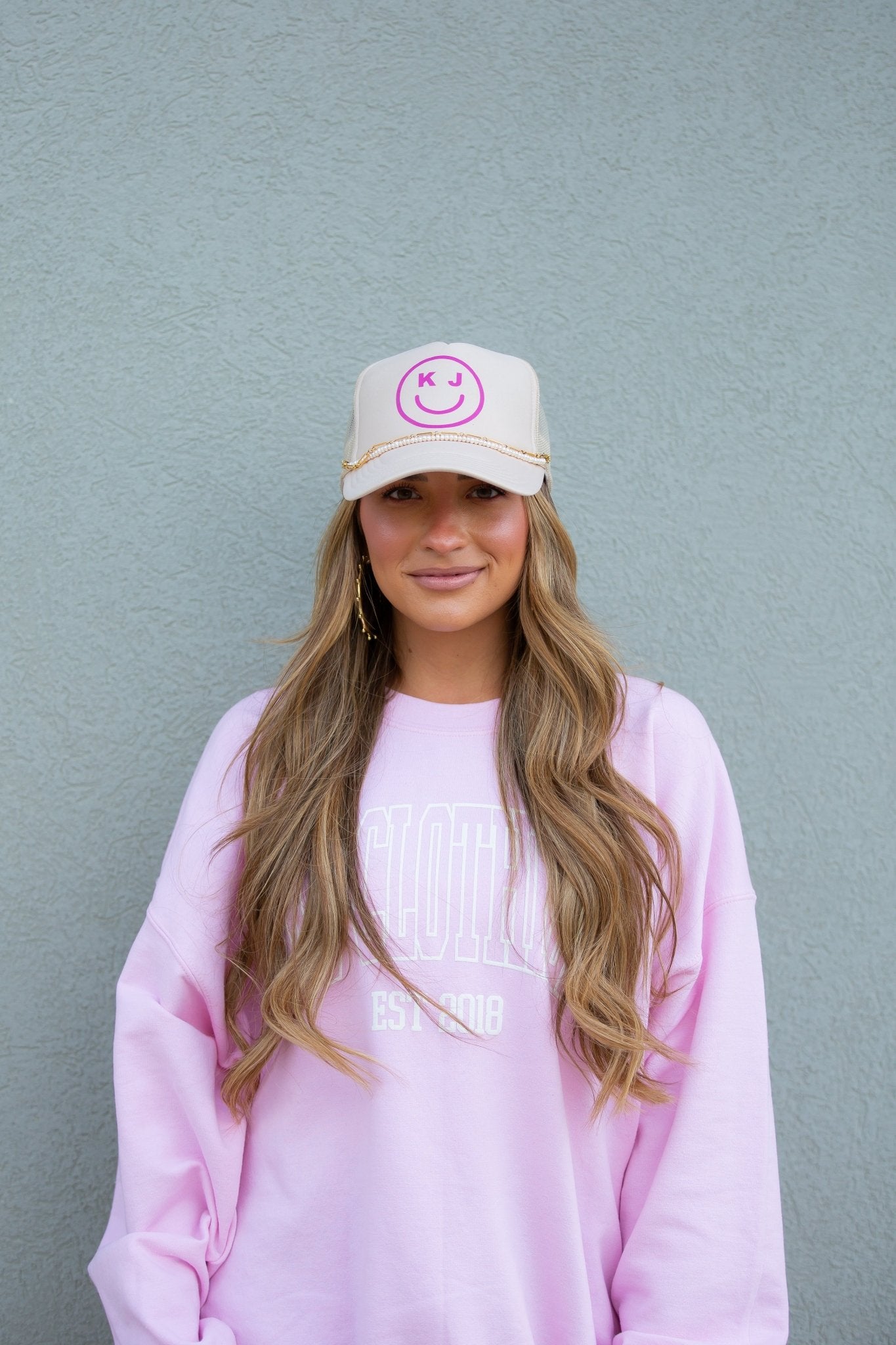 KJ SMILEY - BEIGE w/ PURPLE SMILEY - KJ Clothier