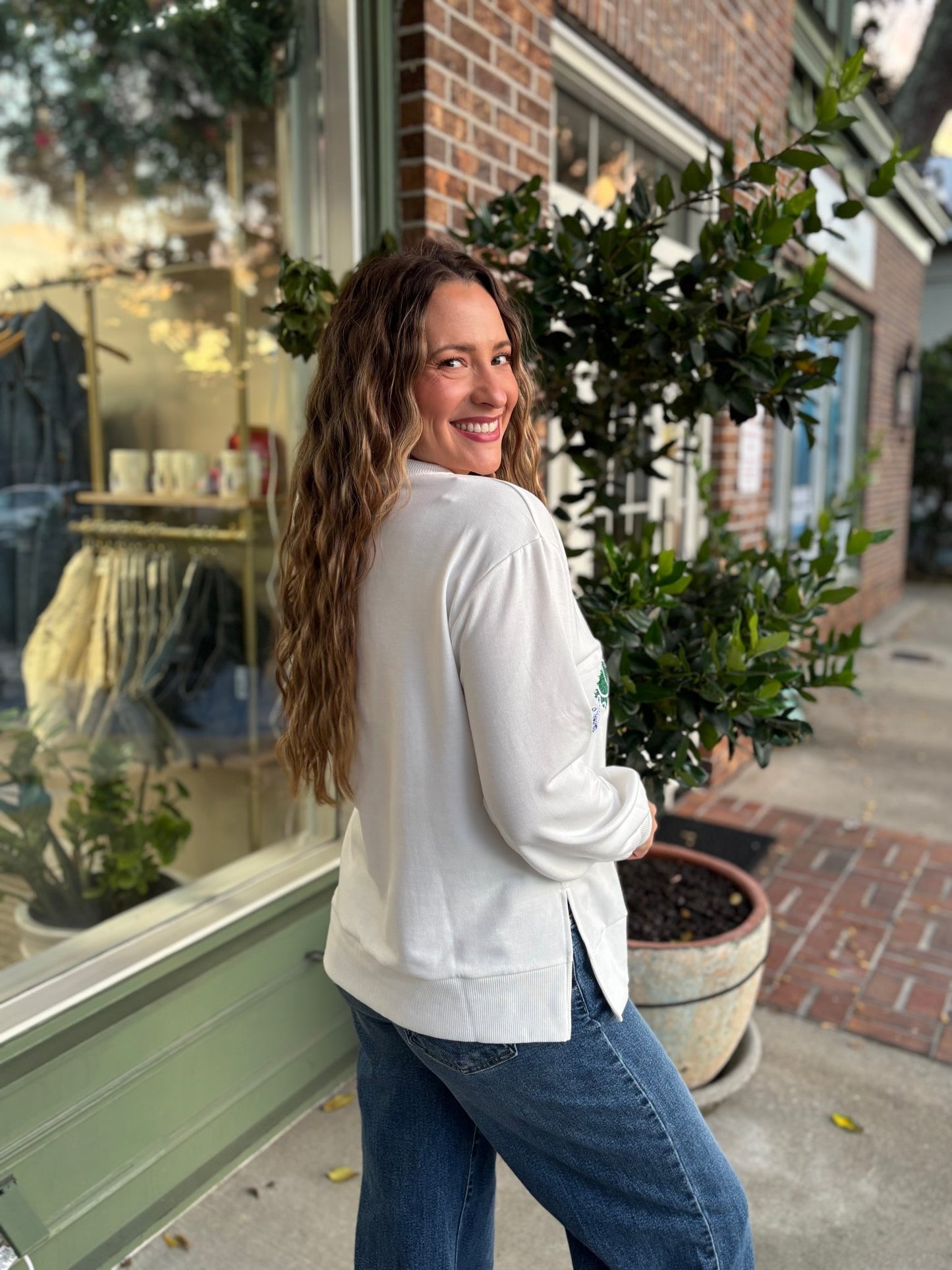 Lakelyn Sweatshirt - Blue Trees - KJ Clothier