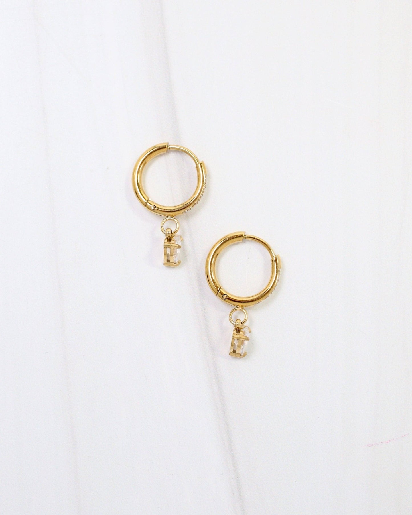 Lenox CZ Heart Huggie Earring - Gold - KJ Clothier