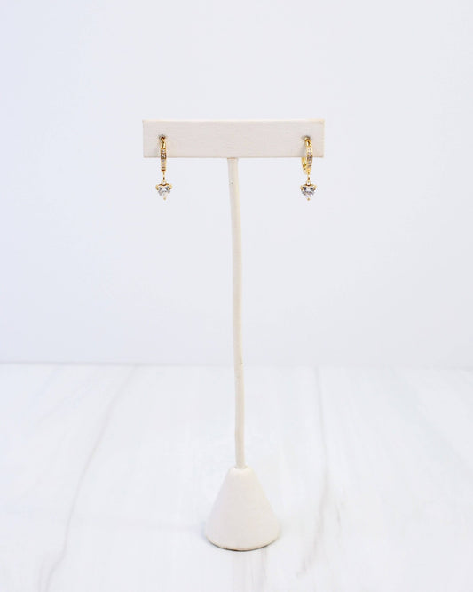 Lenox CZ Heart Huggie Earring - Gold - KJ Clothier