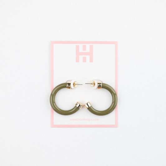 Lightweight Hypoallergenic Small Hoop Earrings - Olive - KJ Clothier