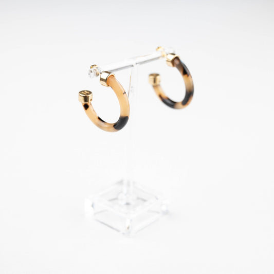 Lightweight Hypoallergenic Small Hoop Earrings - Tortoise Shell - KJ Clothier