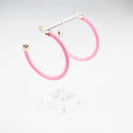 Lightweight Large Hoop Earrings - Bubble Gum Pink - KJ Clothier