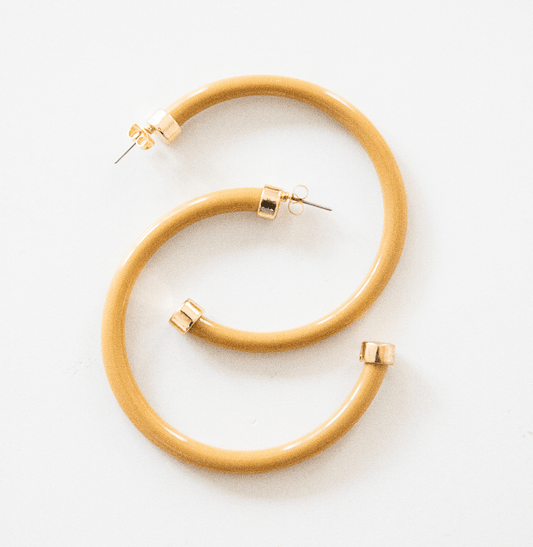 Lightweight Large Hoop Earrings - Camel - KJ Clothier