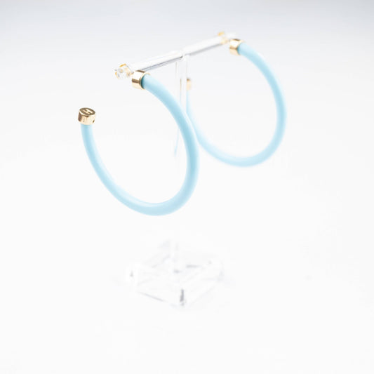 Lightweight Large Hoop Earrings - Light Blue - KJ Clothier