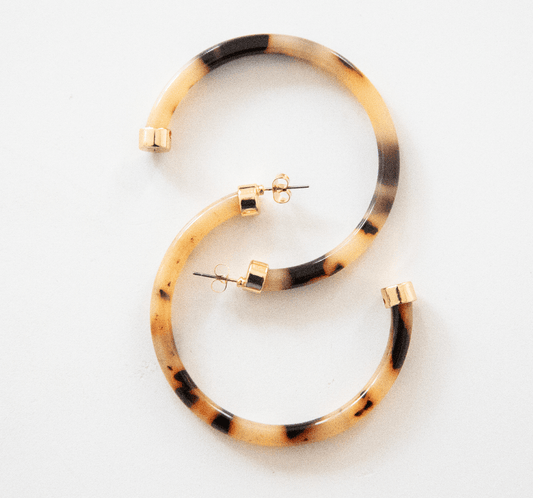 Lightweight Large Hoop Earrings - Tortoise Shell - KJ Clothier