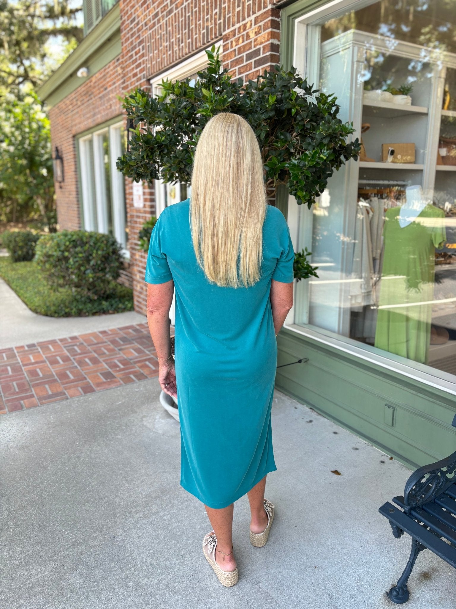 Loose Fit Easy Dress - Teal - KJ Clothier