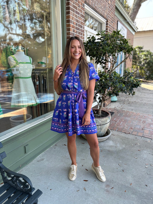 Mary Square - Addison Dress - Petal Keepsake Blue - KJ Clothier