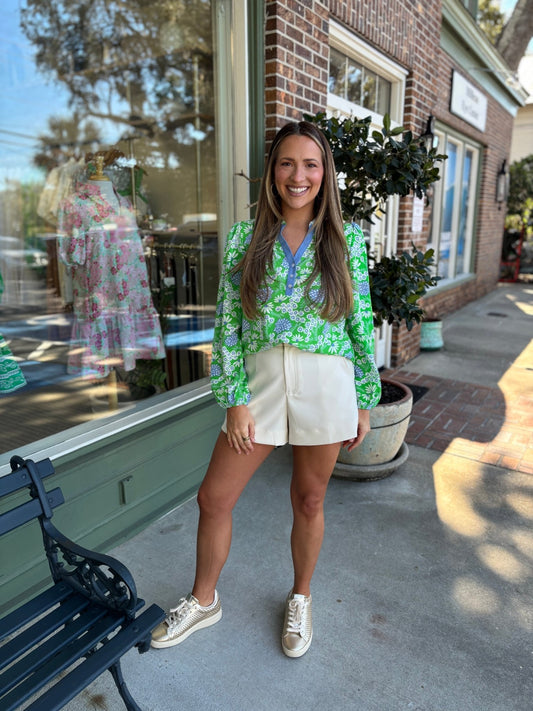 Mary Square - Gianna Top - Daisy Chain Green - KJ Clothier