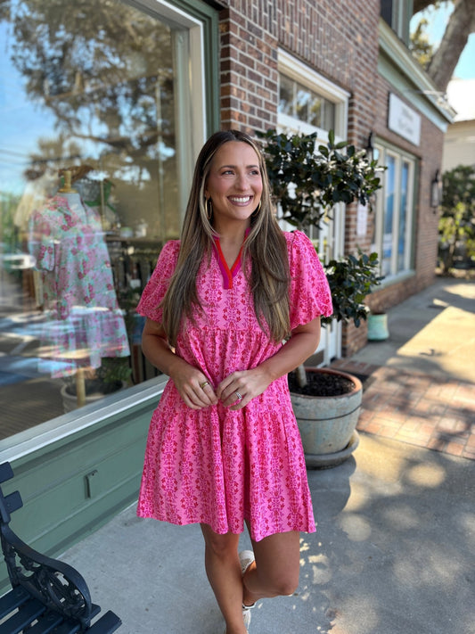 Mary Square - Kinsley Dress - Heirloom Vine Pink - KJ Clothier