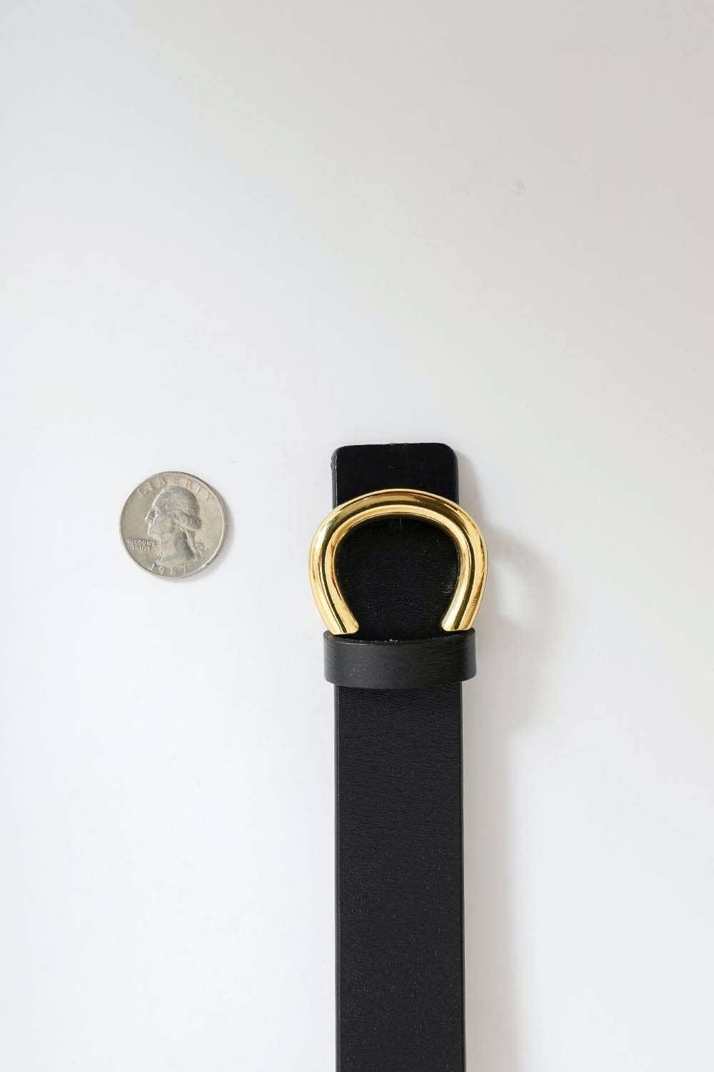 Minimalist Gold Horseshoe Belt - Black - KJ Clothier