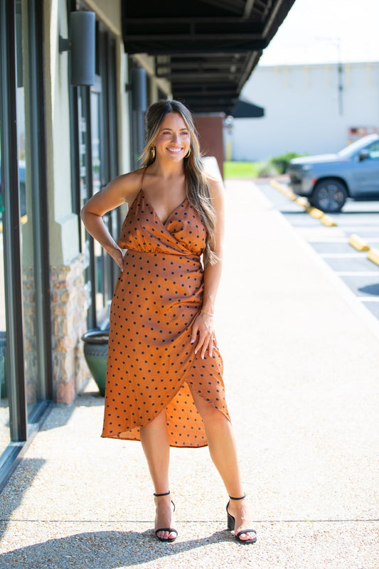 MINKPINK - Milan Midi Dress - Rust/Black - KJ Clothier